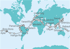 Reiseroute der Kreuzfahrt  Vasco da Gama Weltreise 2026-2027 ab/an Hamburg - Nicko Cruises
