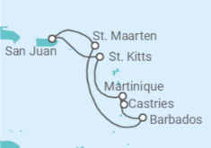 Reiseroute der Kreuzfahrt  Sint Maarten, Barbados, St. Lucia, Martinique - Virgin Voyages