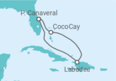 Reiseroute der Kreuzfahrt  USA - Royal Caribbean