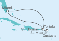 Reiseroute der Kreuzfahrt  Amerikanische Jungferninseln, Sint Maarten, Guadeloupe, Britische Jungferninseln - Oceania Cruises