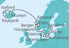 Reiseroute der Kreuzfahrt  Von Stockholm (Schweden) nach Reykjavik (Island) - Oceania Cruises