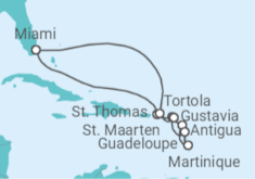 Reiseroute der Kreuzfahrt  Amerikanische Jungferninseln, Sint Maarten, Antigua Und Barbuda, Martinique, Guadeloupe, Britisch... - Oceania Cruises