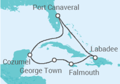 Reiseroute der Kreuzfahrt  Jamaika, Kaimaninseln, Mexiko - Royal Caribbean