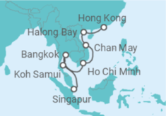 Reiseroute der Kreuzfahrt  14 Nächte - Südostasien und Vietnam - ab Singapur/bis Hongkong - mit Flug - Mein Schiff