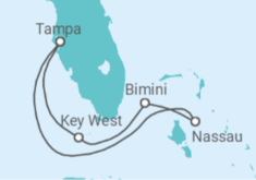 Reiseroute der Kreuzfahrt  USA, Bahamas - mit Flug - Celebrity Cruises