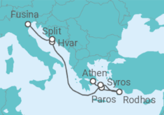 Reiseroute der Kreuzfahrt  A Journey from Sunlit Cyclades to Adriatic Elegance - Explora Journeys