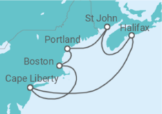Reiseroute der Kreuzfahrt  USA, Kanada - Virgin Voyages