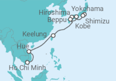 Reiseroute der Kreuzfahrt  Tokio • Japan • Taiwan • Vietnam • Ho-Chi-Minh-Stadt - Nicko Cruises
