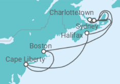 Reiseroute der Kreuzfahrt  10 Nächte - Neuengland und Kanada - ab/bis Bayonne (New York) - Mein Schiff