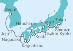 Reiseroute der Kreuzfahrt  Japan & Südkorea mit Hotel in Tokio  - NCL Norwegian Cruise Line