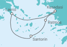 Reiseroute der Kreuzfahrt  Griechenland - Celestyal Cruises