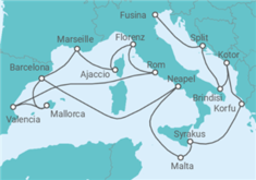 Reiseroute der Kreuzfahrt  An Extended Journey of Sunlit Sophistication & Spectacular Shorelines - Explora Journeys