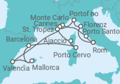 Reiseroute der Kreuzfahrt  An Extended Journey through Antique Treasures, Mediterranean Flavours & Island Calm - Explora Journeys