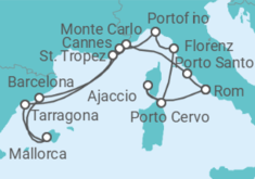 Reiseroute der Kreuzfahrt  An Extended Journey into Riviera Romance & Italian Marvels - Explora Journeys