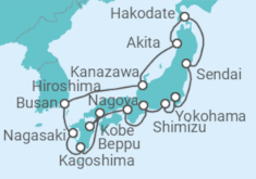 Reiseroute der Kreuzfahrt  Große Japan-Rundreise mit Yokohama - NCL Norwegian Cruise Line