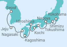 Reiseroute der Kreuzfahrt  Japan, Südkorea - NCL Norwegian Cruise Line