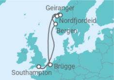 Reiseroute der Kreuzfahrt  Belgien, Norwegen - mit Flug - Celebrity Cruises