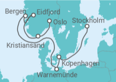 Reiseroute der Kreuzfahrt  Dänemark, Deutschland, Norwegen - MSC Cruises