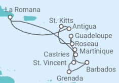 Reiseroute der Kreuzfahrt  14 Nächte - Karibische Inseln - ab/bis Bridgetown - Mein Schiff
