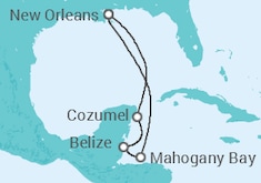 Reiseroute der Kreuzfahrt  WESTERN CARIBBEAN - Carnival Cruise Line