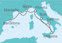 Reiseroute der Kreuzfahrt  Mediterrane​ Küstenperlen - NCL Norwegian Cruise Line