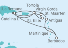 Reiseroute der Kreuzfahrt  15 Tage Antillen ab La Romana mit Flug  - MSC Cruises