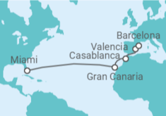 Reiseroute der Kreuzfahrt  Spanien, Marokko - Virgin Voyages