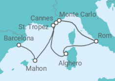 Reiseroute der Kreuzfahrt  An Extended Journey of Splendid Coastlines & Formula 1 Action - Explora Journeys