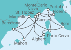 Reiseroute der Kreuzfahrt  An Extended Journey of Cultural Treasures and Glittering Shorelines - Explora Journeys