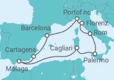 Reiseroute der Kreuzfahrt  Italien, Spanien - Celebrity Cruises