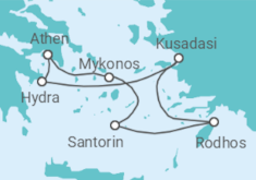 Reiseroute der Kreuzfahrt  Türkei, Griechenland - Celebrity Cruises