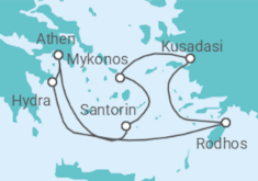 Reiseroute der Kreuzfahrt  Legendäre Ägäis - Celebrity Cruises