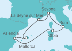 Reiseroute der Kreuzfahrt  Mittelmeer mit Provence - Costa Kreuzfahrten