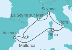 Reiseroute der Kreuzfahrt  Italien, Spanien Alles Inklusive - Costa Kreuzfahrten