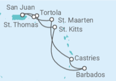Reiseroute der Kreuzfahrt  Britische Jungferninseln, Barbados, St. Lucia, Sint Maarten, Amerikanische Jungferninseln - NCL Norwegian Cruise Line