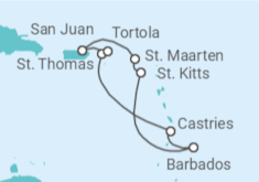 Reiseroute der Kreuzfahrt  Sint Maarten, Barbados, St. Lucia, Amerikanische Jungferninseln, Britische Jungferninseln - NCL Norwegian Cruise Line