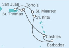 Reiseroute der Kreuzfahrt  Sint Maarten, Barbados, St. Lucia, Britische Jungferninseln, Amerikanische Jungferninseln - NCL Norwegian Cruise Line