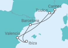 Reiseroute der Kreuzfahrt  Frankreich, Spanien - Virgin Voyages