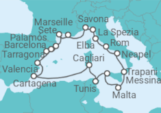 Reiseroute der Kreuzfahrt  Von Tarragona (Spanien) nach Barcelona - Oceania Cruises