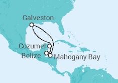 Reiseroute der Kreuzfahrt  WESTERN CARIBBEAN - Carnival Cruise Line