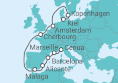 Reiseroute der Kreuzfahrt  Dänemark, Niederlande, Frankreich, Spanien Alles Inklusive - MSC Cruises