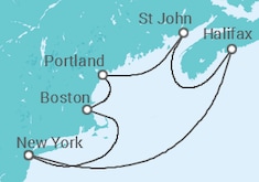 Reiseroute der Kreuzfahrt  Canada & New England with Saint John - Princess Cruises