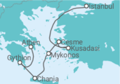 Reiseroute der Kreuzfahrt  Griechenland, Türkei - Seabourn
