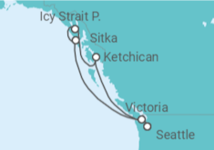 Reiseroute der Kreuzfahrt  Alaska - Virgin Voyages