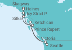 Reiseroute der Kreuzfahrt  Alaska - Virgin Voyages
