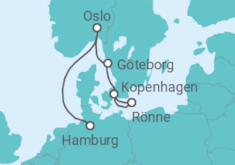 Reiseroute der Kreuzfahrt  A Journey of Nordic Cities & Coastal Calm - Explora Journeys