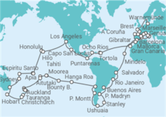 Reiseroute der Kreuzfahrt  MSC Magnifica Weltreise 2027 Genua - Warnemünde - MSC Cruises