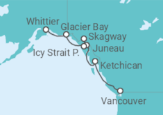Reiseroute der Kreuzfahrt  Alaska - NCL Norwegian Cruise Line