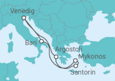 Reiseroute der Kreuzfahrt  Italien, Griechenland - Costa Kreuzfahrten
