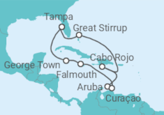 Reiseroute der Kreuzfahrt  Aruba, Curaçao, Jamaika, Kaimaninseln - NCL Norwegian Cruise Line